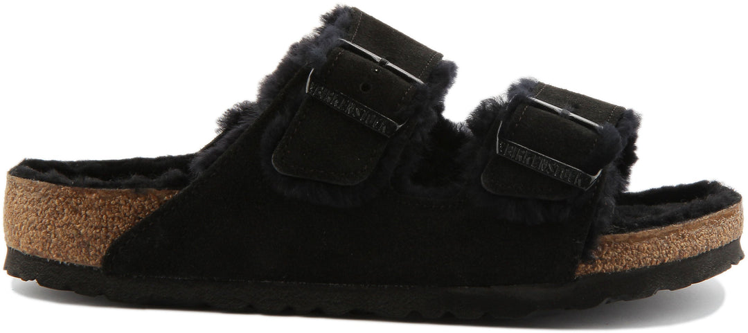 Birkenstock Arizona Sandals | Black shearling-lined suede for Women