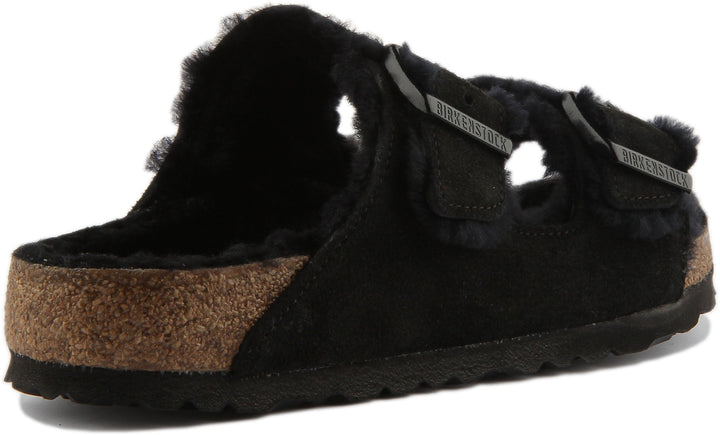 Birkenstock Arizona Sandals | Black shearling-lined suede for Women
