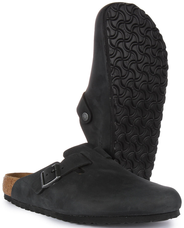 Birkenstock Boston Clogs | Black genuine leather for Men and Women