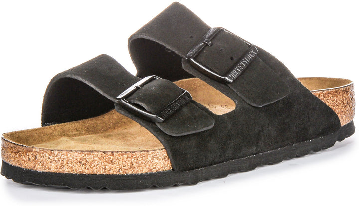 Birkenstock Arizona Sandals | Black suede leather - Soft Footbed for Men and Women