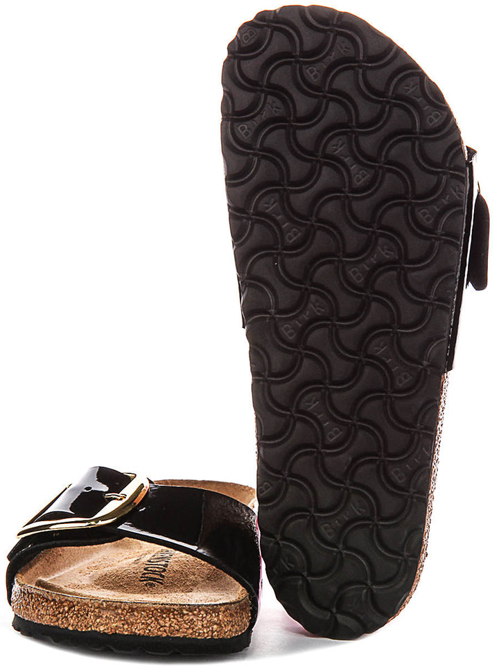 Birkenstock Madrid Sandals | Black patent-finish leather - Big Buckle for Women - Regular Fit