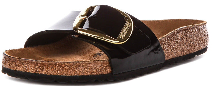 Birkenstock Madrid Sandals | Black patent-finish leather - Big Buckle for Women - Regular Fit
