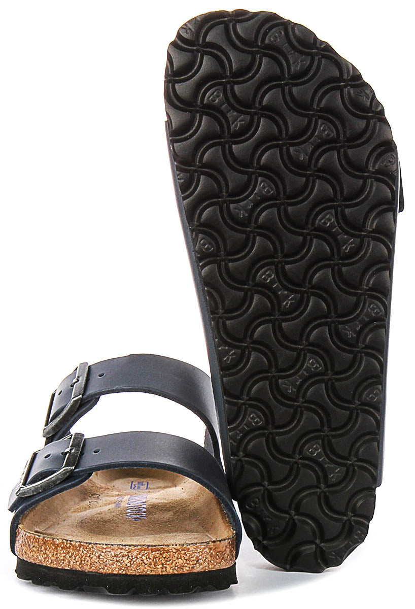 Birkenstock Arizona Sandals | Blue genuine leather - Soft Footbed for Men and Women - Regular Fit