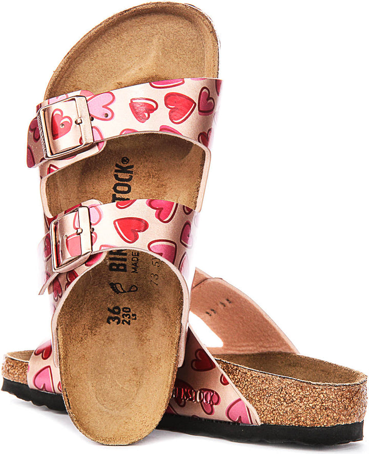 Birkenstock Arizona Sandals | Copper Birko-Flor - Heart Print for Kids - Regular Fit