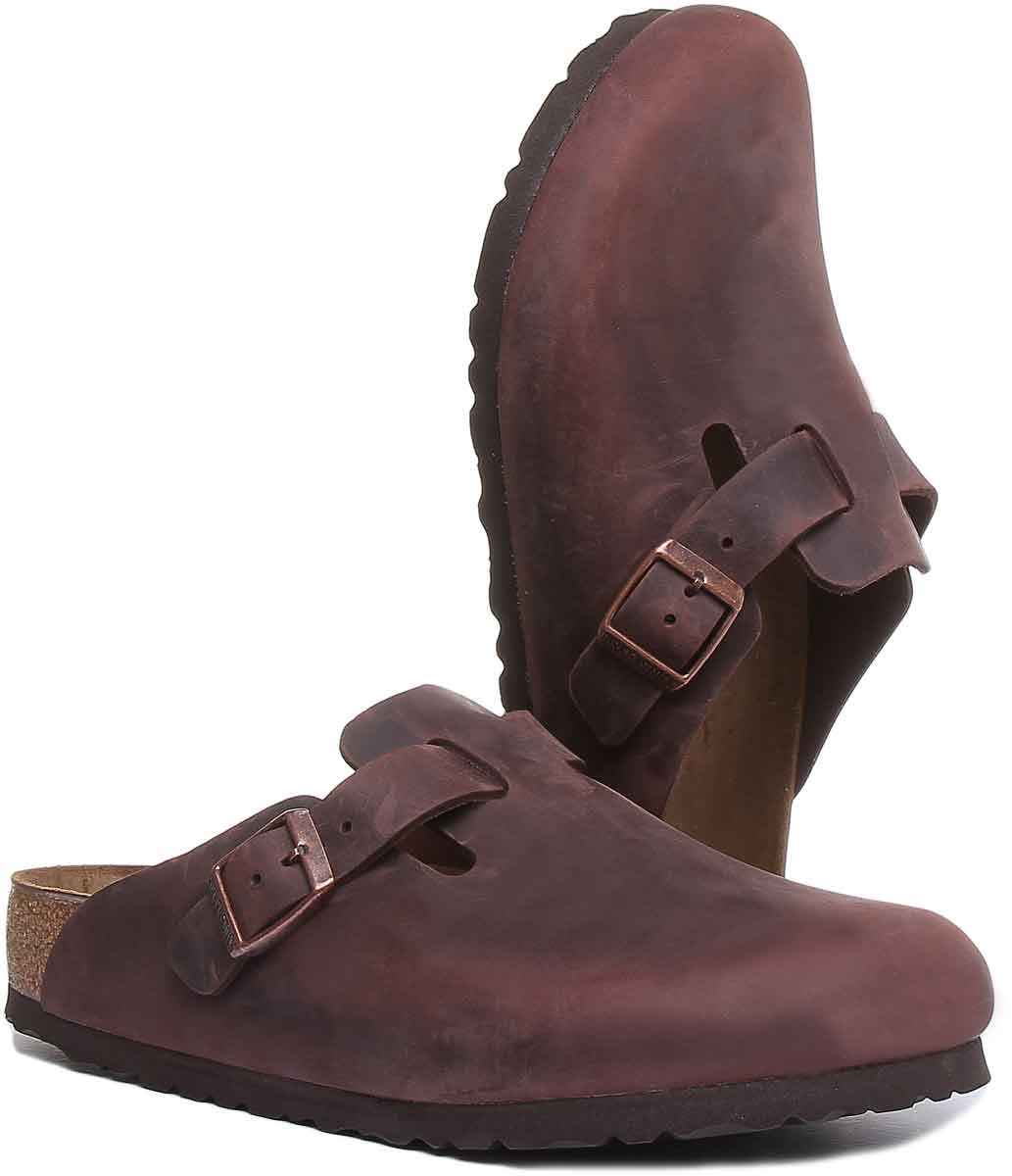 Birkenstock Boston Clogs | Dark Brown genuine leather for Men