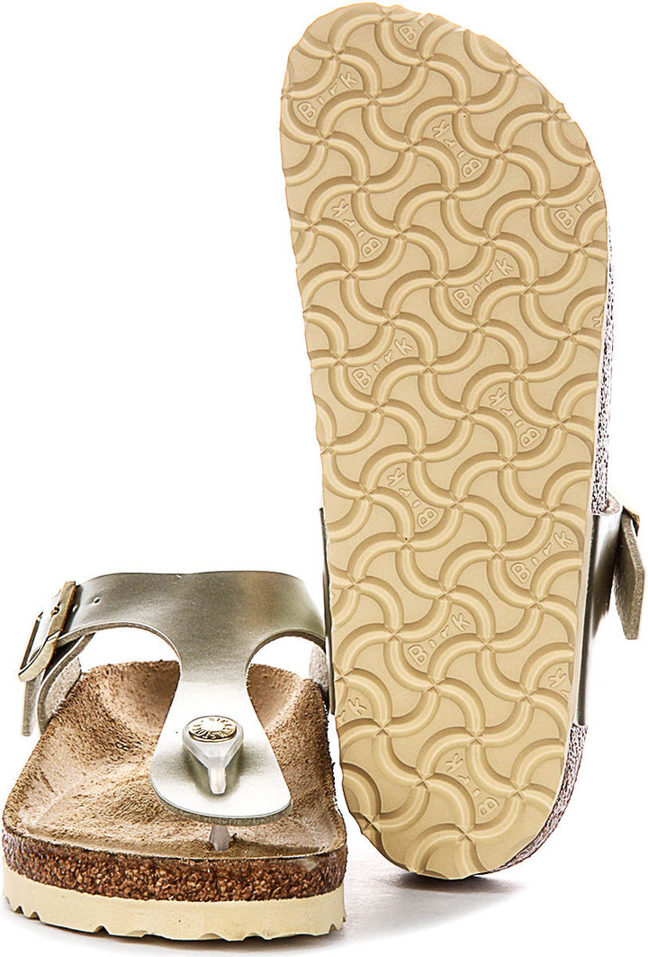 Birkenstock Gizeh Sandals | Gold Birko-Flor for Kids - Narrow Fit