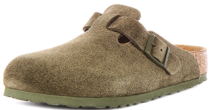 Birkenstock Boston Clogs | Green Birko-Flor for Men and Women - Regular Fit