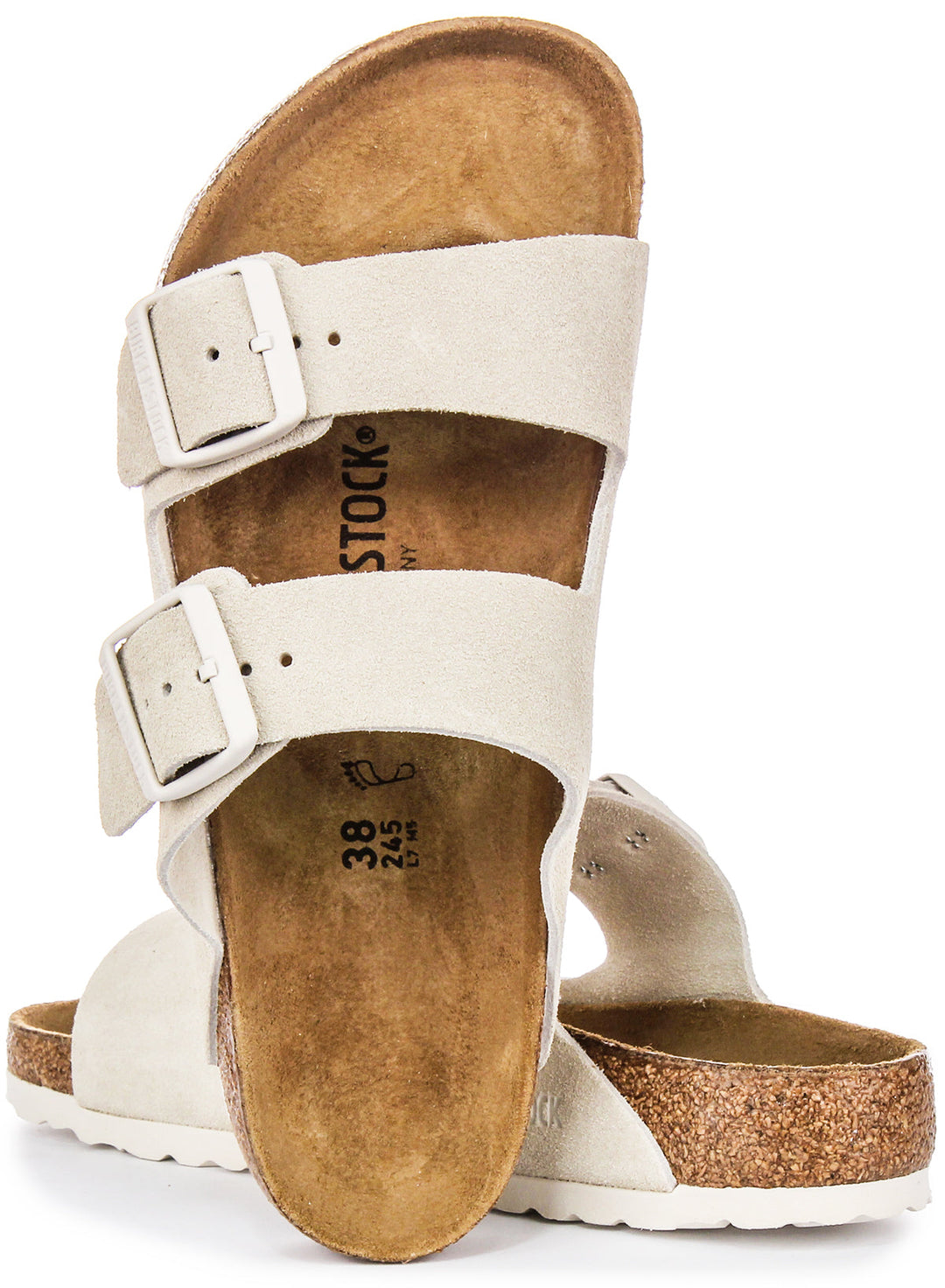 Birkenstock Arizona Sandals | Light Grey Birko-Flor for Women - Regular Fit