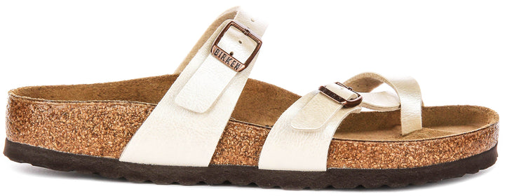 Birkenstock Mayari Sandals | Pearl White Birko-Flor - Metallic Finish for Women