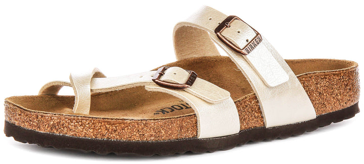 Birkenstock Mayari Sandals | Pearl White Birko-Flor - Metallic Finish for Women