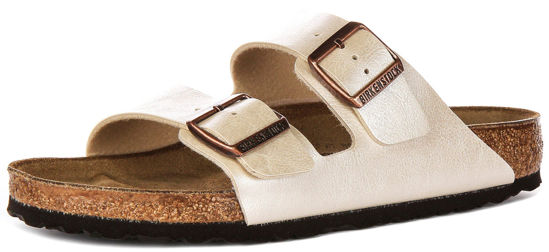 Birkenstock Arizona Sandals | Pearl White Birko-Flor for Women - Regular Fit