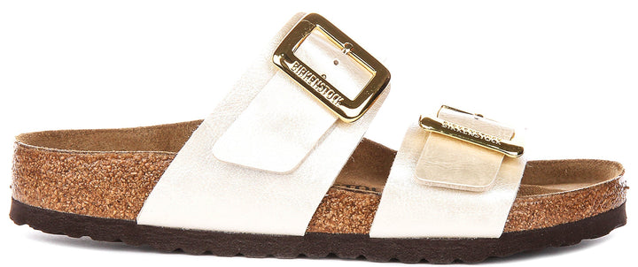 Birkenstock Sydney Cushion Clogs | Pearl White Birko-Flor for Women - Regular Fit