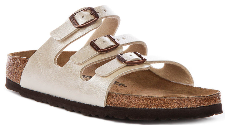 Birkenstock Florida Sandals | Pearl White Birko-Flor for Women - Narrow Fit