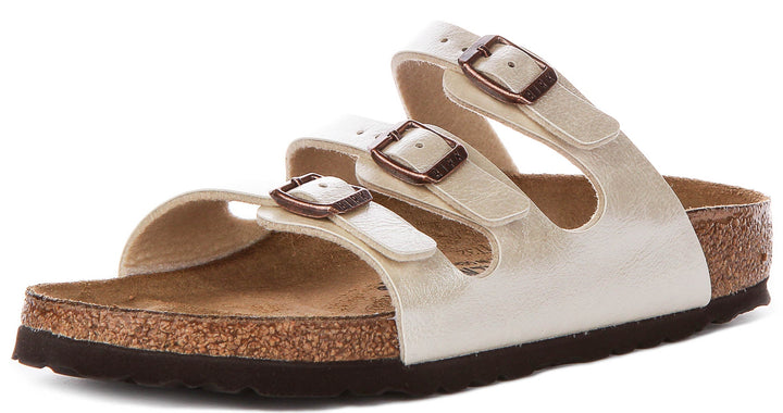 Birkenstock Florida Sandals | Pearl White Birko-Flor for Women - Narrow Fit