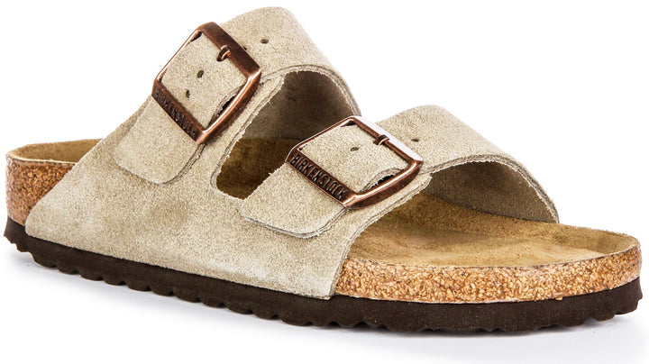 Birkenstock Arizona Sandals | Taupe suede leather - Soft Footbed for Women - Narrow Fit