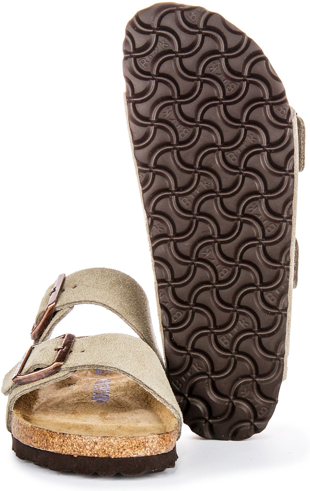 Birkenstock Arizona Sandals | Taupe suede leather - Soft Footbed for Women - Narrow Fit