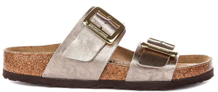 Birkenstock Sydney Cushion Clogs | Taupe suede leather for Women - Regular Fit