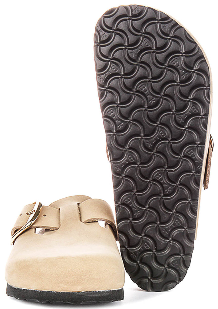 Birkenstock Boston Clogs | Tobacco nubuck leather - Big Buckle for Men and Women - Regular Fit